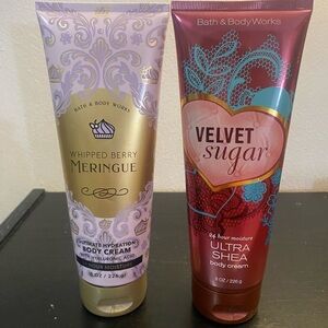 Bath & Body Works Whipped Berry Meringue and Velvet Sugar Body Cream Duo